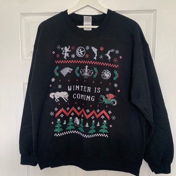 GAME OF THRONES - Winter Is Coming Ugly SweatShirt - Size Large - Picture 1 of 2